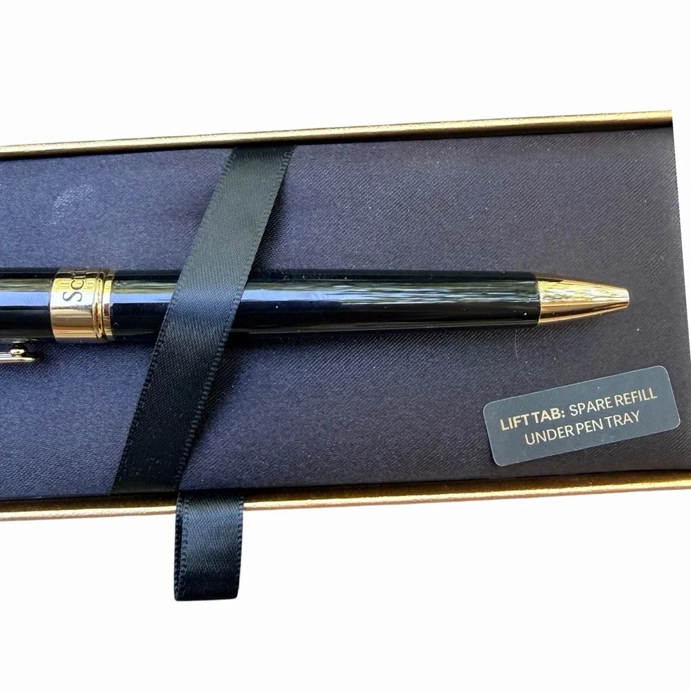 Scriveiner Black Lacquer Ballpoint Pen - Stunning Luxury Pen with 24K Gold Finis